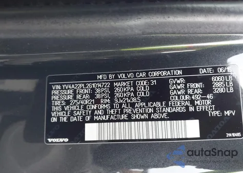 2016 Volvo Xc90 T6 Inscription from USA, damaged, VIN YV4A22PL2G1014722